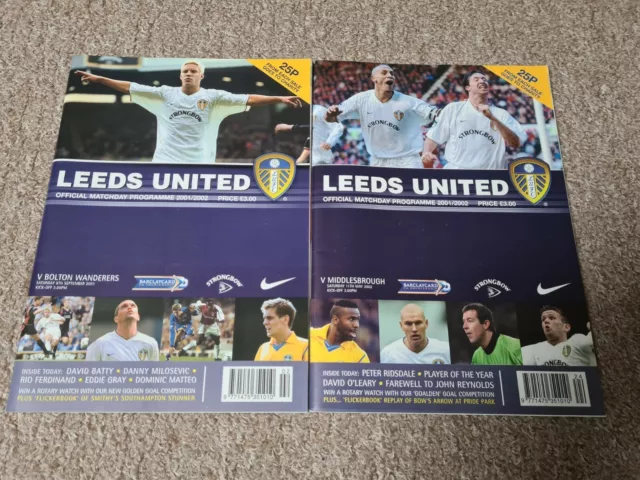 Leeds United 2001-2002 Football Programmes x2 LUFC