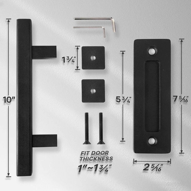 2 Pack 10" Sliding Barn Door Pull Handle with Flush Hardware,Double Sid