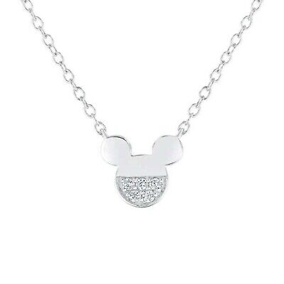 0.08CT Rond Imitation Diamant 14K or Blanc Finition Mouse Pendentif Collier