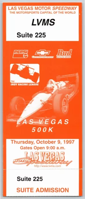 1997 Las Vegas Motor Speedway Indy Racing 500K Unused 10/9 Suite 225 Ticket VGC
