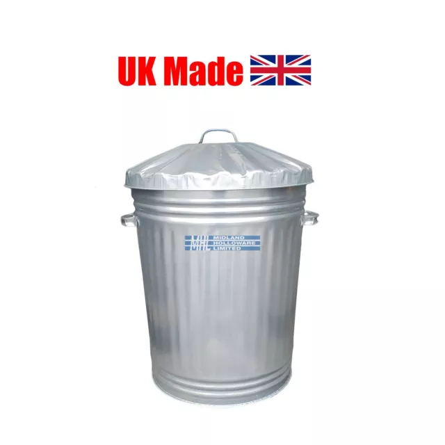 90 Litre Galvanised Metal Dustbin/Bin Tapered Heavy Duty UK Manufacturer!