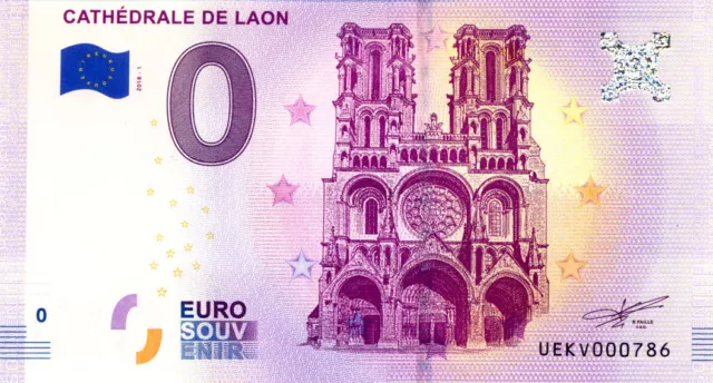 02 LAON Cathédrale, N° de la 8ème liasse, 2018, Billet Euro Souvenir