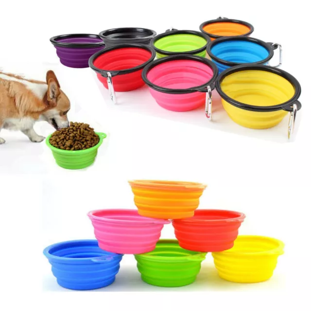 Pet Dog Cat Portable Silicone Collapsible Travel Feeding Bowl Water Dish Feeder