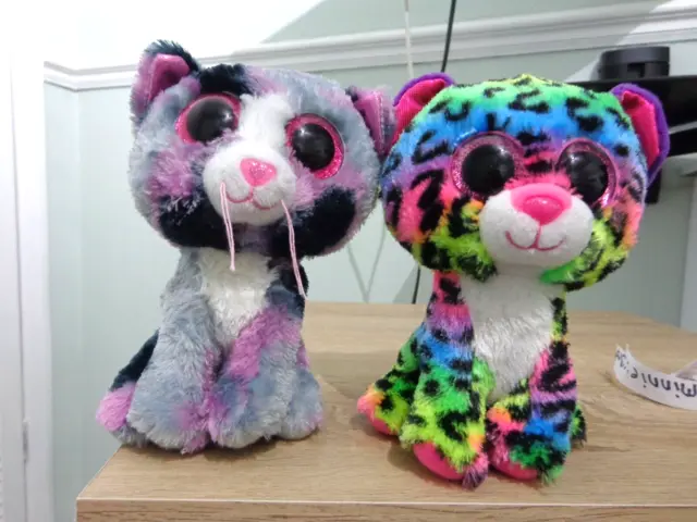 Ty Beanie Boo Ty Silk Dotty the Leopard  and Lindi soft toy 16cm tall