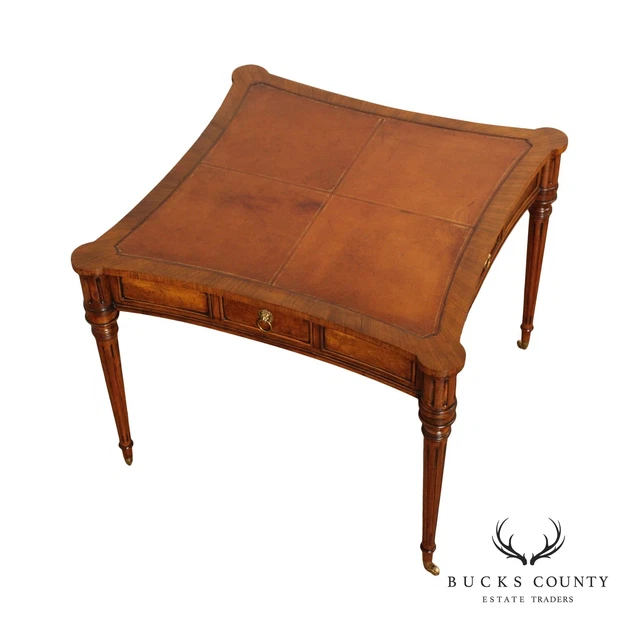 E J Victor Regency Style Leather Top Mahogany Game Table E J Victor Regency Style Leather Top Mahogany Game Table