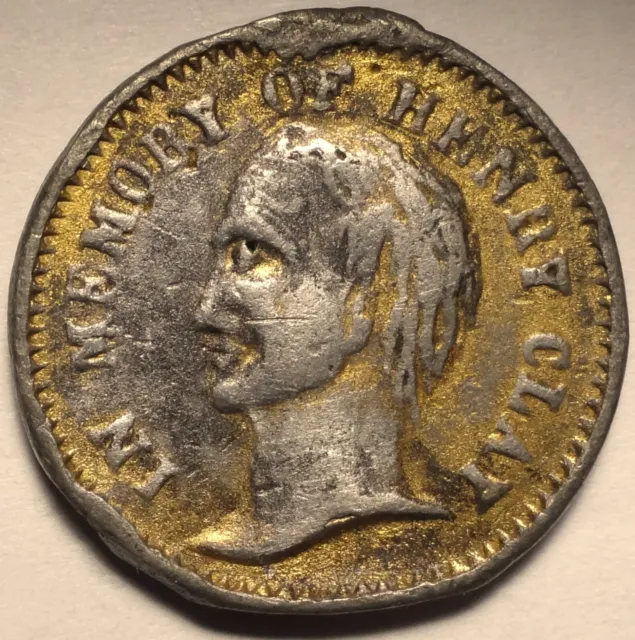 Rare 1860 New Orleans Louisiana Henry Clay Memorial Medal Gilt Lead 23mm