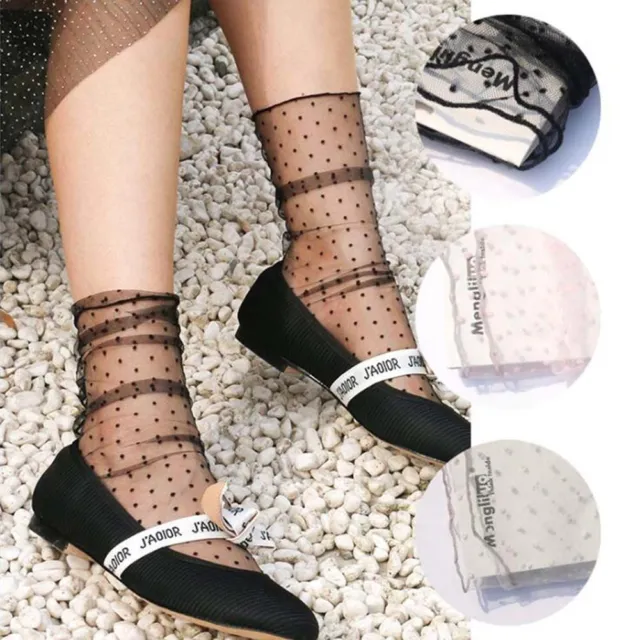 Breathable Transparent Socks -Polka Dots Stocking Ultra-thin Cool Dot Tulle Sock