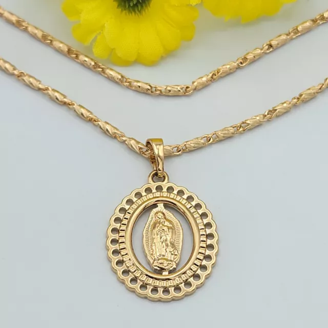 Our Lady of Guadalupe pendant and chain. 18K Gold Plated. Virgen de Guadalupe GP