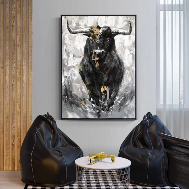 Black Bull Canvas Painting Animal Posters & Prints Canvas Wall Art Wall Picture