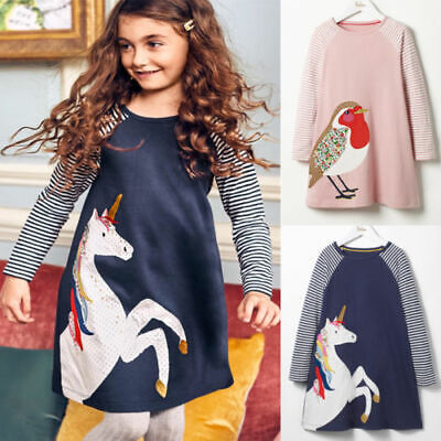 Unicorn Baby Girl Dress with Animals Princess Dresses Children Clothing for Kids
