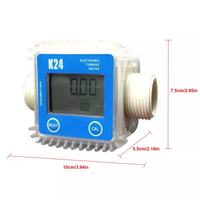 Pro K24 LCD Turbine Digital Diesel Fuel Flow Meter Gauge Tool For Water Liquid 2