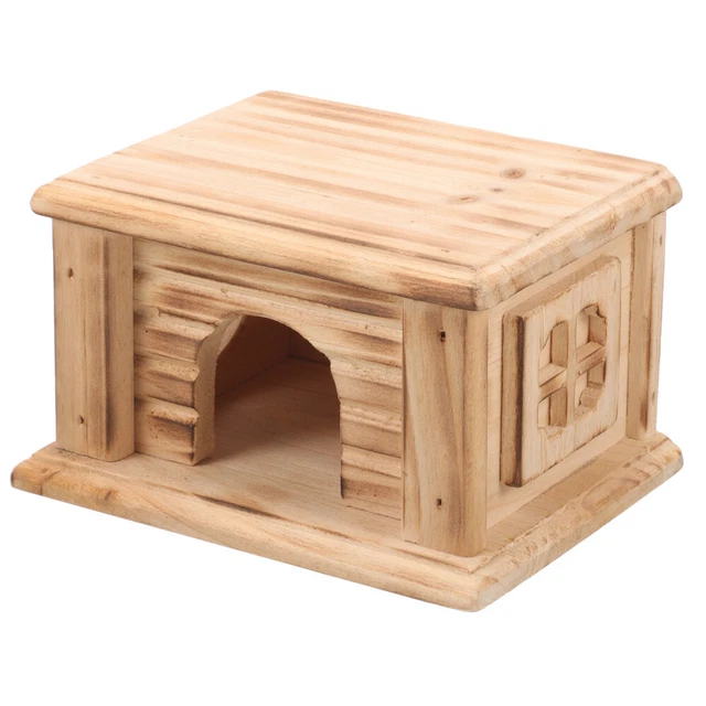 Maison En Bois Pour Hamster Et Petit Rongeur - 15x12x10 Cm - Refuge De Sommeil Et Aire De Jeu - Chinchilla, Cochon D'Inde