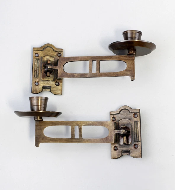 9977022 Par de candelabros de piano latón bruñido Art Nouveau 1 llama