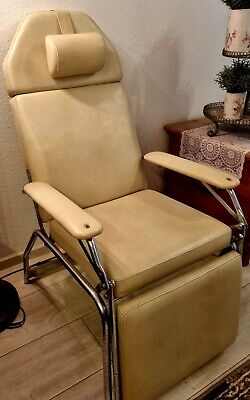 70er Sessel Behandlungsstuhl Leder Beige Metall Barbier Stuhl variabel Stuhl TOP 3