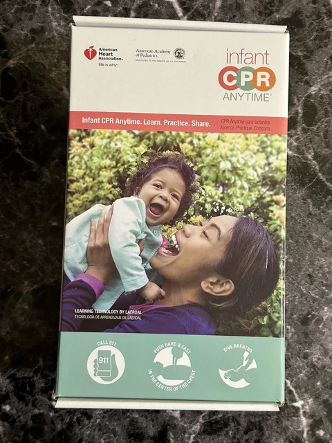Infant CPR Anytime AHA Heart Association DVD Training Baby Manikin Complete Kit