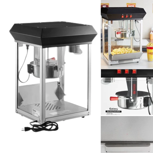 120V Popcorn Machine Popper Black Maker Galaxy 8 Oz Stainless Steel Electrical