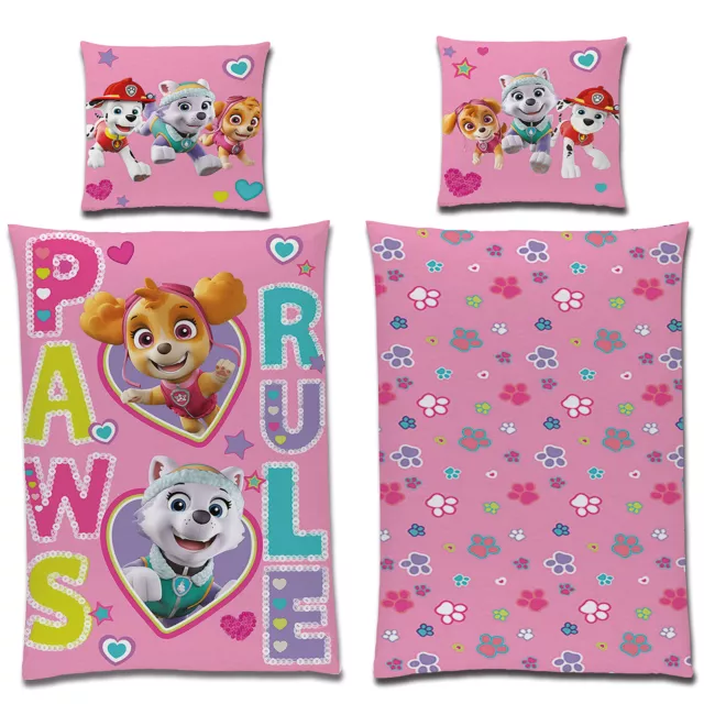 Linon Kinderbettwäsche Paw Patrol Rule Rosa 135 x 200 + 80 x 80 Mädchen Girls