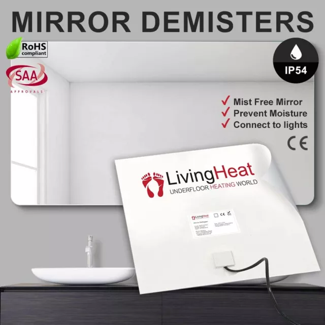 Clear View Self Adhesive Mirror Demister, Demisting Steam Free Heating Defogger