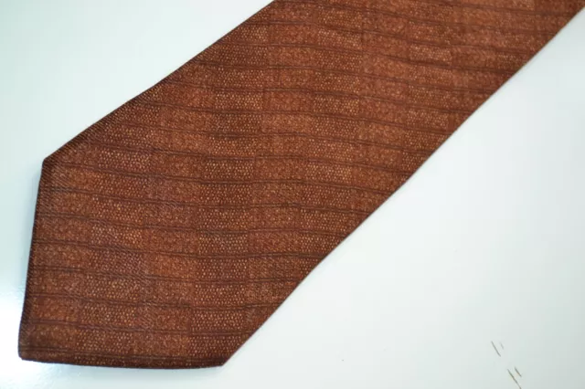 Dunhill brown silk & linen necktie with striped pattern