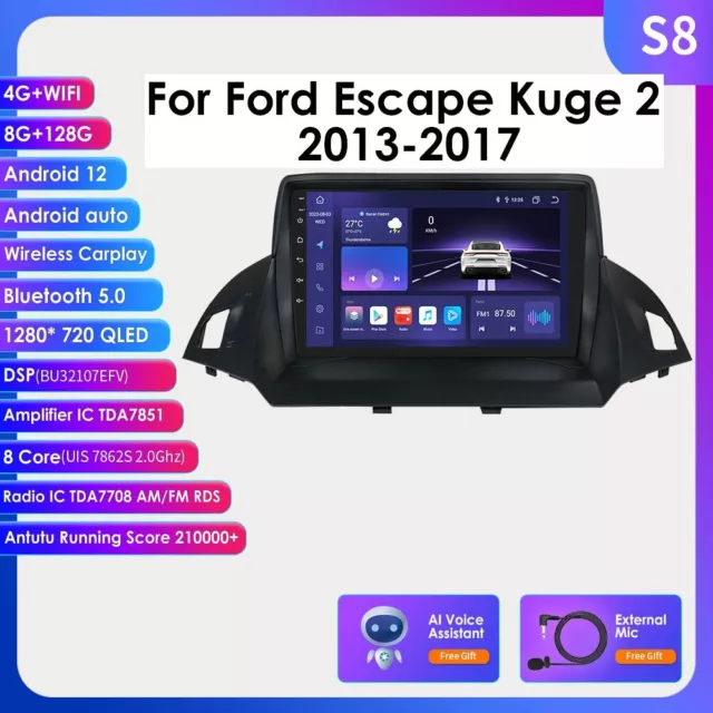 8+128G Android 12 Autoradio Für Ford Kuga Escape C-max 2013-NOW Carplay BT5.0 AI