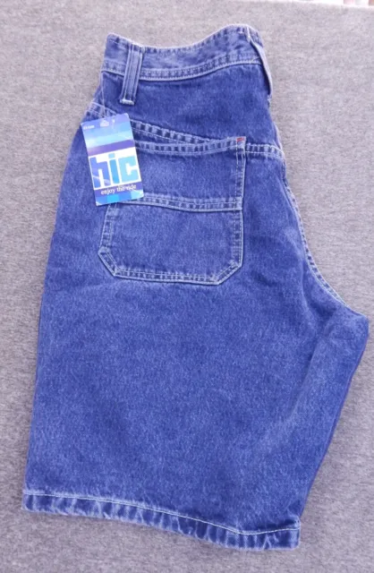 Vintage Nos Hic Men's Baggy Design 100% Cotton Denim Jean Shorts Size 32"