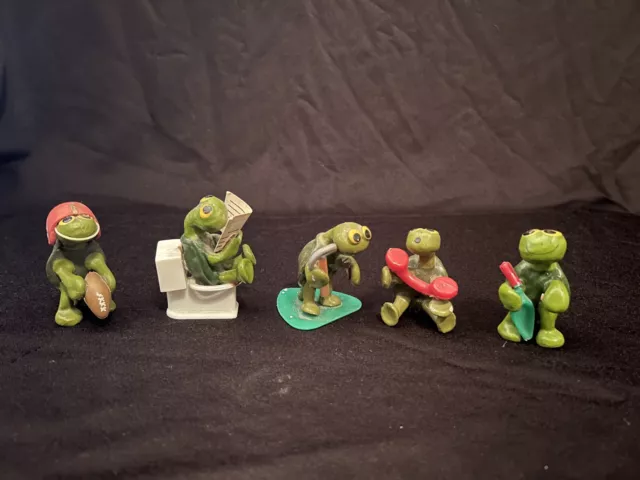 Vintage Lot Anthropomorphic Plastic Frog Figures Football Phone Hammer Toilet