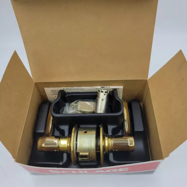 Vintage SCHLAGE A10S Flair 605 Bright Brass Door Knob Passage Set NOS Unused