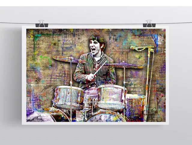 KETIH MOON 24x36in Poster, Keith Moon THE WHO Pop Artwork Free Shipping US