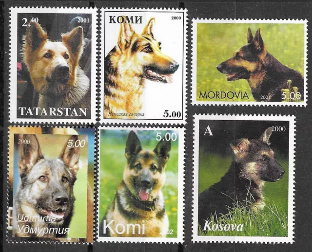 German Shepherd Dog & Puppy Loyal Hobby & Service Dog MNH Different Stamps 2000-