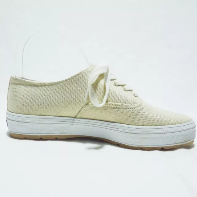 Keds Beige Canvas Gold Sparkle Comfort Lace Up athletic Sneaker Deck Shoes Sz 6 3