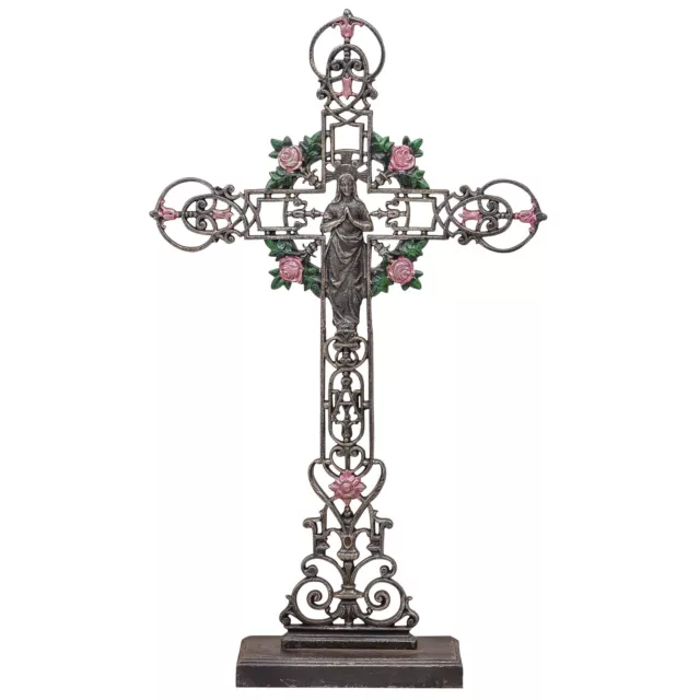 XXL 88cm cruz crucifijo estilo antiguo decoración de hierro de pie altar iglesia