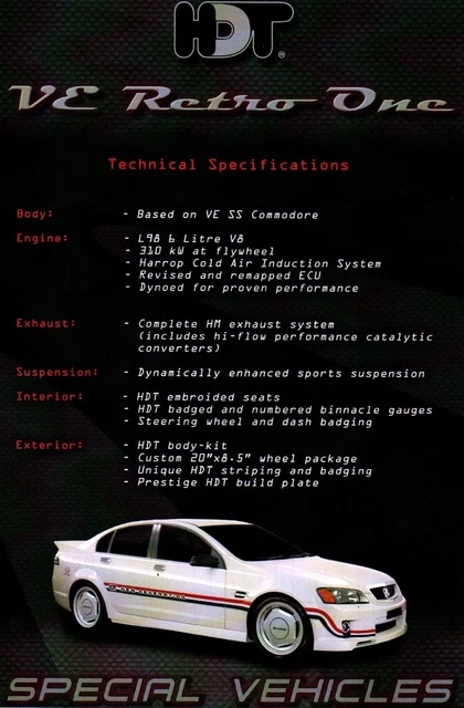 HOLDEN HDT VE Commodore Retro One V8 brochure EUR 13,07 - PicClick FR