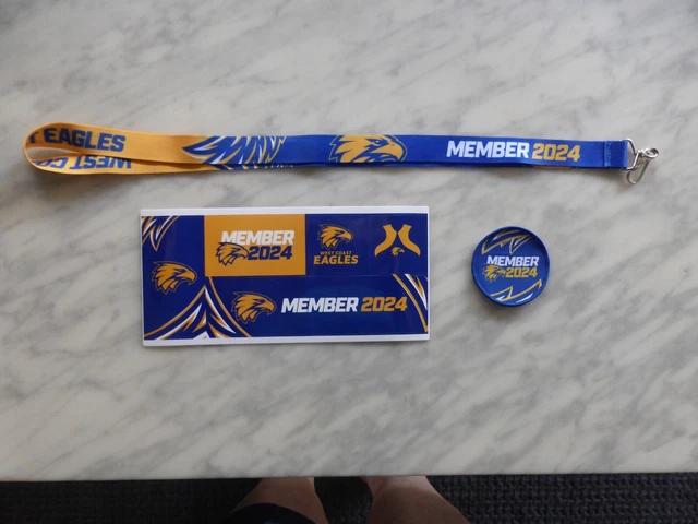 AFL 2024 WEST Coast Eagles Members Pack Sticker, Lanyard & Heat Seal