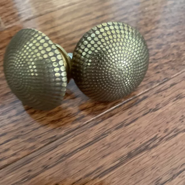 Lot of 2 1.5” Cabinet and Drawer Round Knobs Pulls Brass Gold Tone Unique Glam