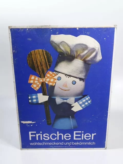 Alte Reklame Werbung - Werbeschild "Frische Eier" 42x59cm Brähmer/Korn DEWAG