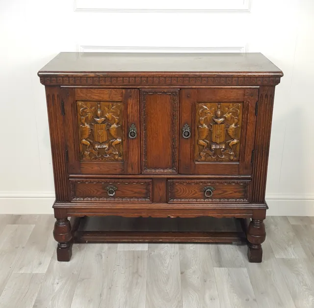 Oak Carved Jacobean Cabinet / Cupboard / Sideboard - F268