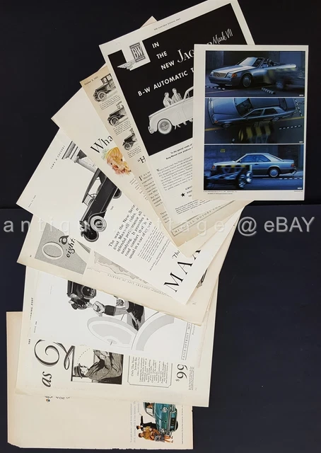 LOT 1908-92 antique vintage 12pc MAGAZINE ADS automobile car RENAULT MERCEDES