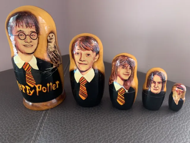 Harry Potter Russian Nesting Doll 5 Pcs /19cm Handmade Wooden Rare