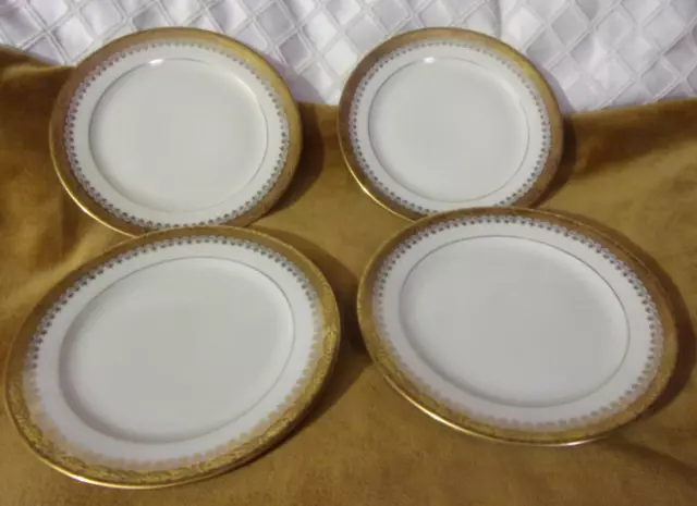 Set of 4 GOLD Encrusted Royal Ivory KPM BUCKINGHAM Porcelain 5.75"  Bread Plates