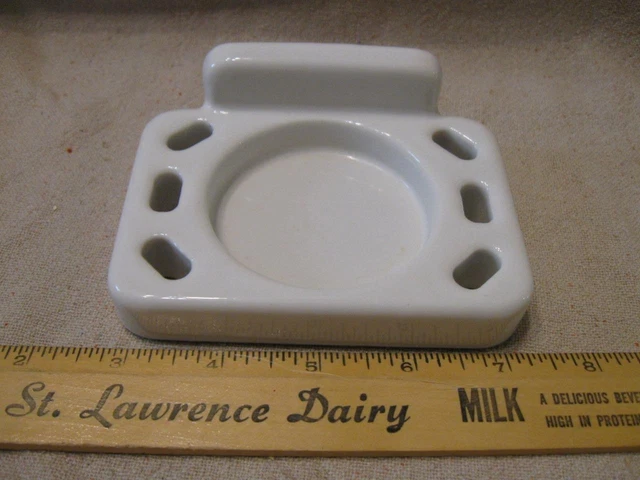 Antique VTG Farmhouse Porcelain Bathroom Fixture Toothbrush & Cup Holder
