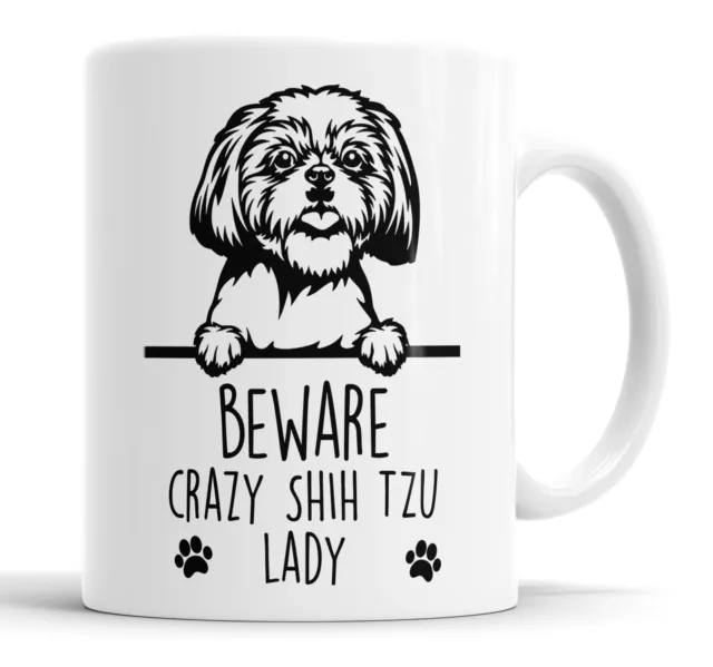 Shiz Tzu Mug Beware Crazy Shiz Tzu Lady Mug Pet Present Dog Mum Friend Joke Gift
