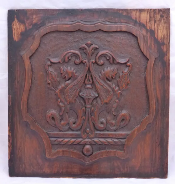 18" Antique Carved Architectural Furniture Doors Panels Salvaged Gothic 20th