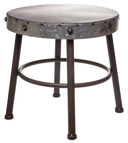 10” Tall Round-Top Antique Metal Milking Stool Display Plant Stand Holder,