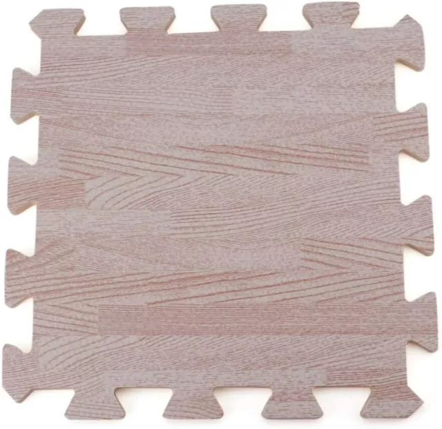 Set of 16 EVA Foam Floor Tiles Printed in Wood Grain 0.9 cm thick 2