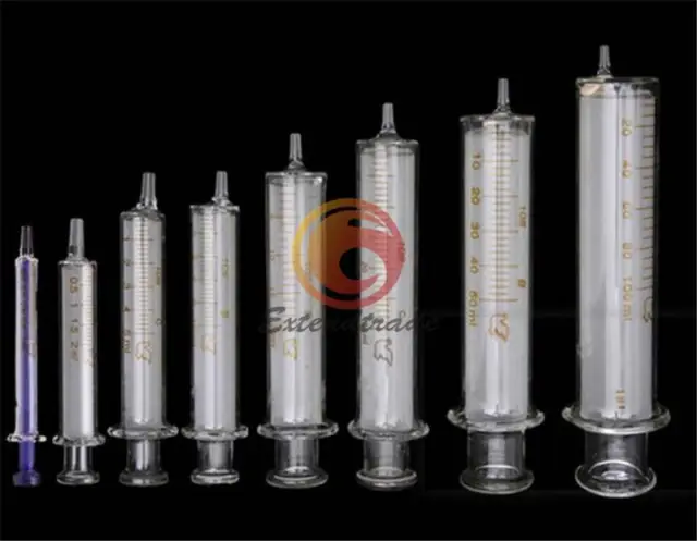 1PC 1-30ml Glas Spritze Einspritzdüse Labor Sammler Durchmesser Kalber Präzision