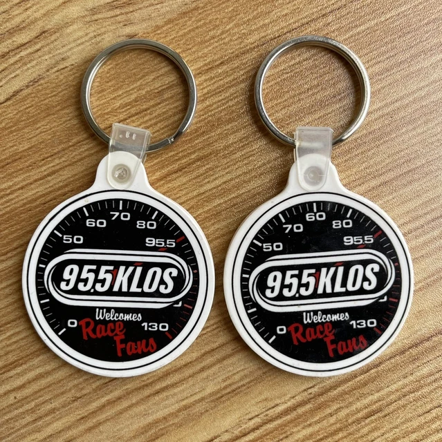 95.5 KLOS LA Radio Welcomes Race Fans Promo Logo Keychains Round Black White
