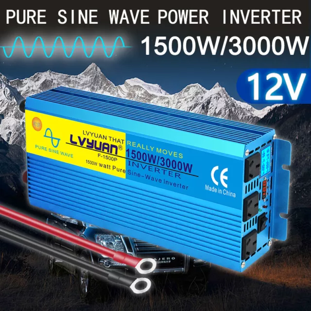 DC 12V To AC 240V Power Inverter Pure Sine Wave 1500W 3000W Converter Boat Camp