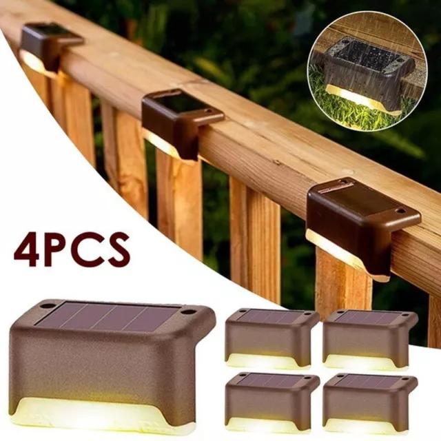 4 Solar LED Deck Lights Outdoor Garden Patio Railing Decks Path Lighting Warm