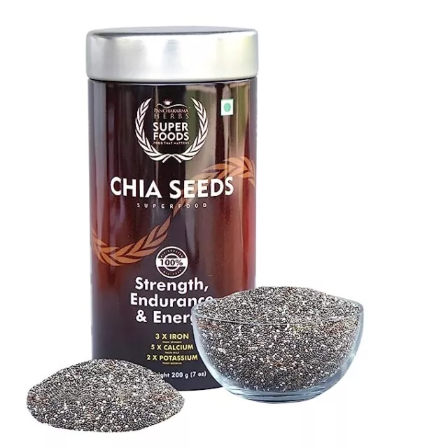 Panchakarma Herbs Superfood Black Chia Seeds, 200 gm, Natural Free Shipping