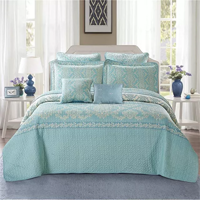 7 Piece Embroidery Quilts Bedspreads Set Bedding Coverlet Set Queen King Mystic